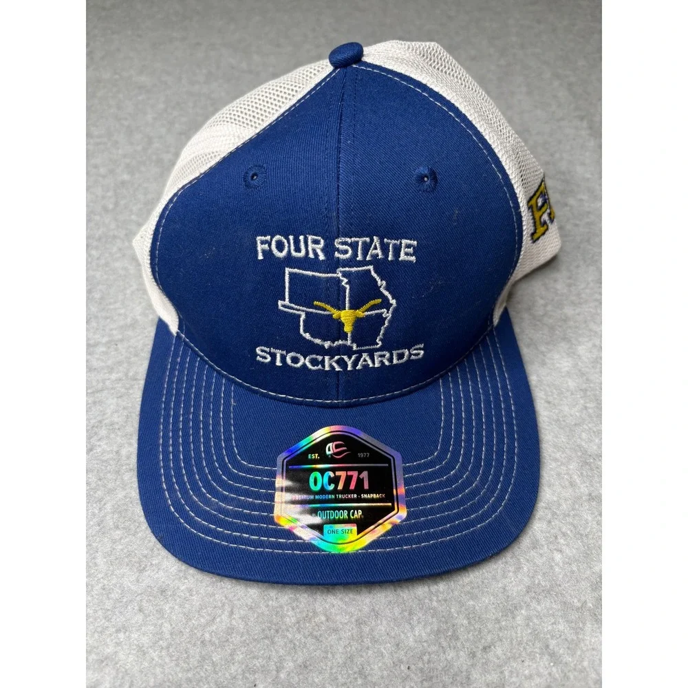 Outdoor Cap OC771 Four State Stockyards FFA Blue White Trucker Snapback Hat Mens